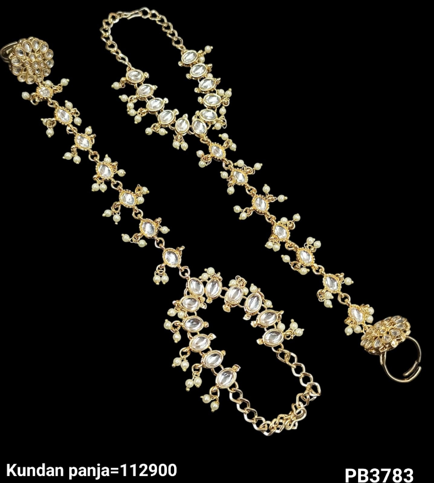 Traditional Gold Plated Kundan Hathpanja Set